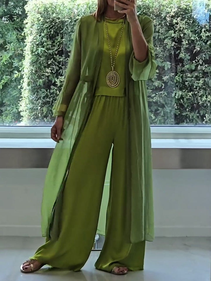 Women's Relaxed Co-Ord Set with Longline Jacket and Wide Leg Trousers