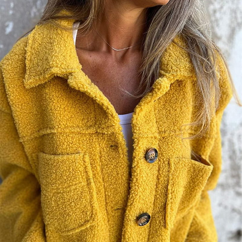 Women's Textured Jacket with Collared Neck and Button Front