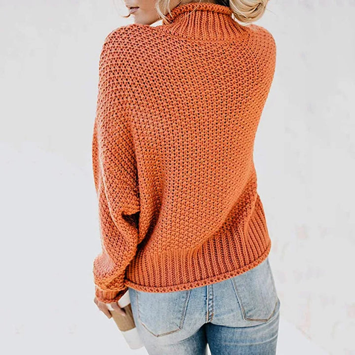 Women's Chunky Knitted Jumper with Roll Neck and Relaxed Fit