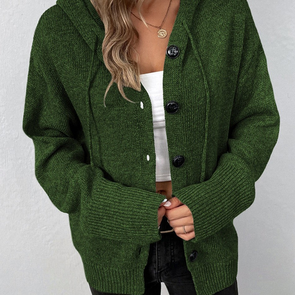 Women's Knit Cardigan with V Neck and Button Front