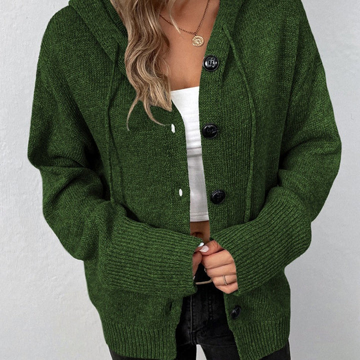Women's Knit Cardigan with V Neck and Button Front