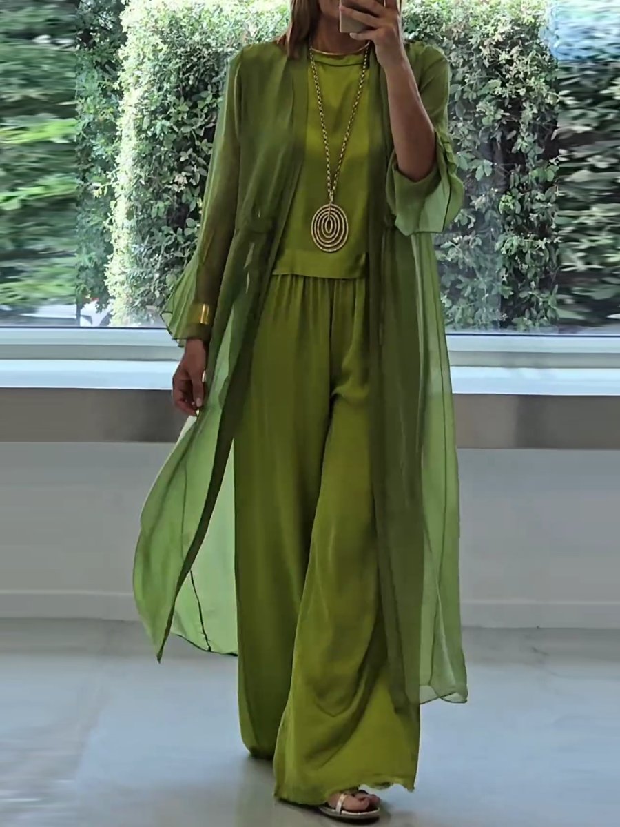 Women's Relaxed Co-Ord Set with Longline Jacket and Wide Leg Trousers