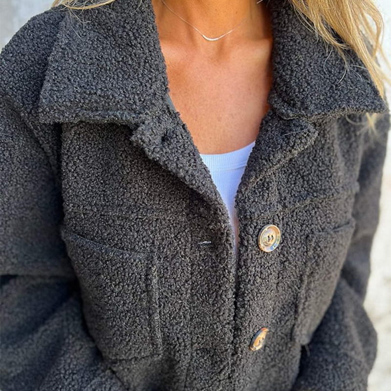 Women's Textured Jacket with Collared Neck and Button Front
