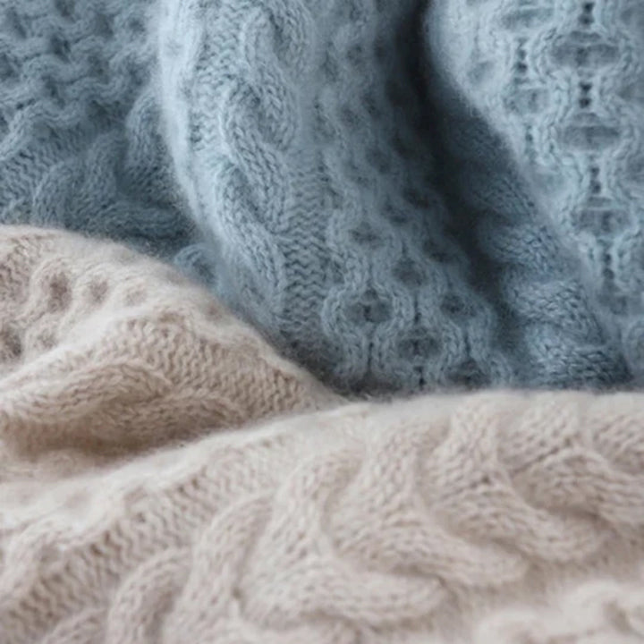 Women's Cable Knit Jumper with Roll Neck and Long Sleeves