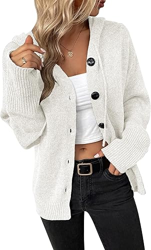 Women's Knit Cardigan with V Neck and Button Front