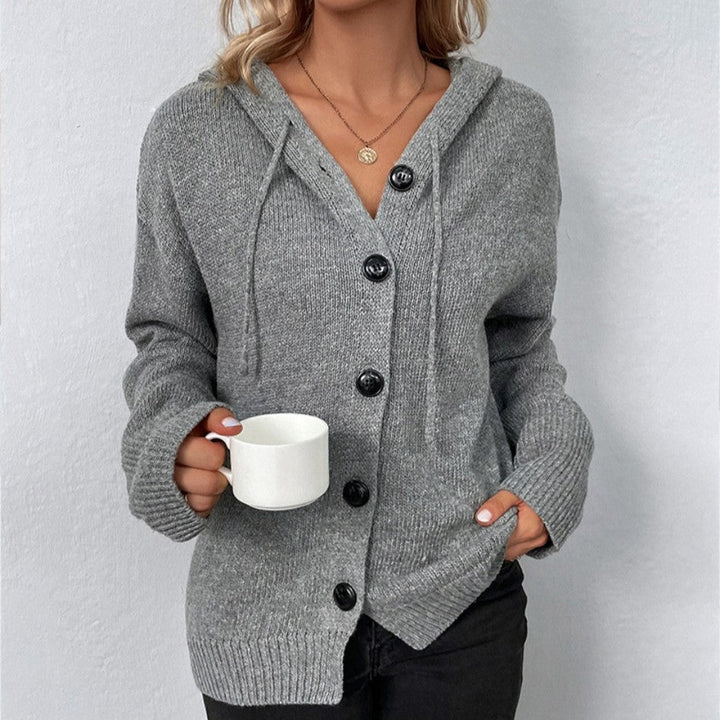 Women's Knit Cardigan with V Neck and Button Front