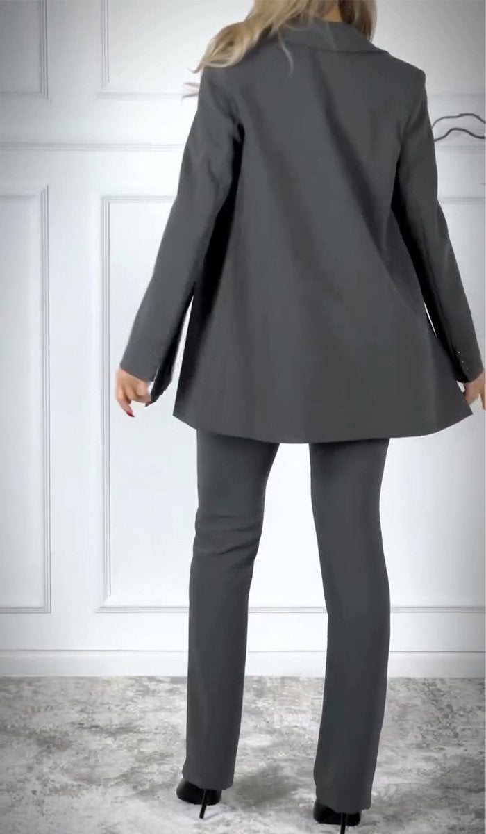 Women's Co Ord Set with Longline Blazer and Tailored Trousers