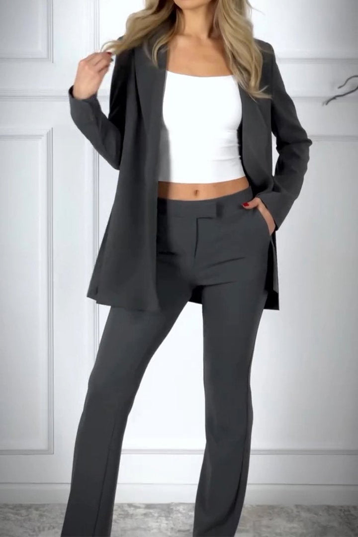 Women's Co Ord Set with Longline Blazer and Tailored Trousers