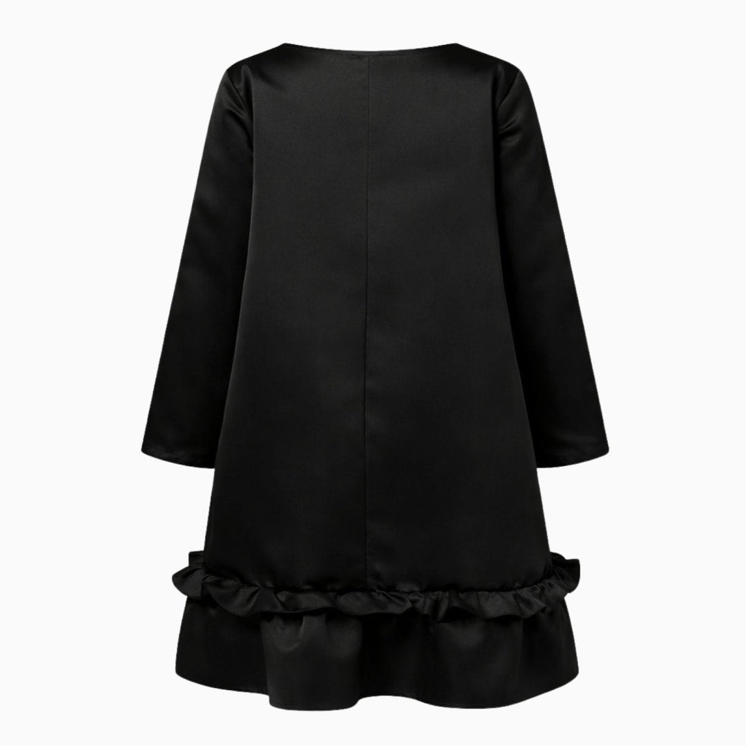 Women's Evening Satin Midi Dress with Ruffle Hem