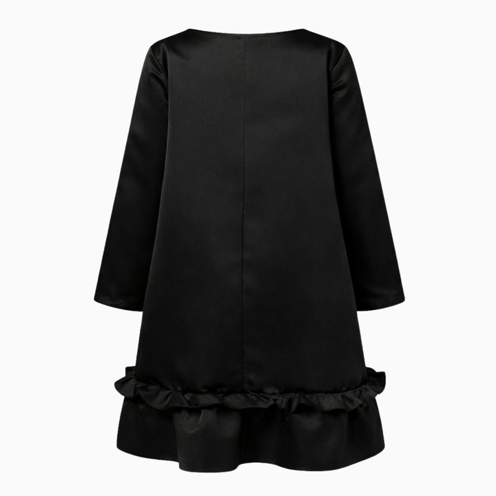 Women's Evening Satin Midi Dress with Ruffle Hem