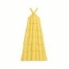 Women's Wedding Guest Halter Maxi Dress with Tiered Skirt