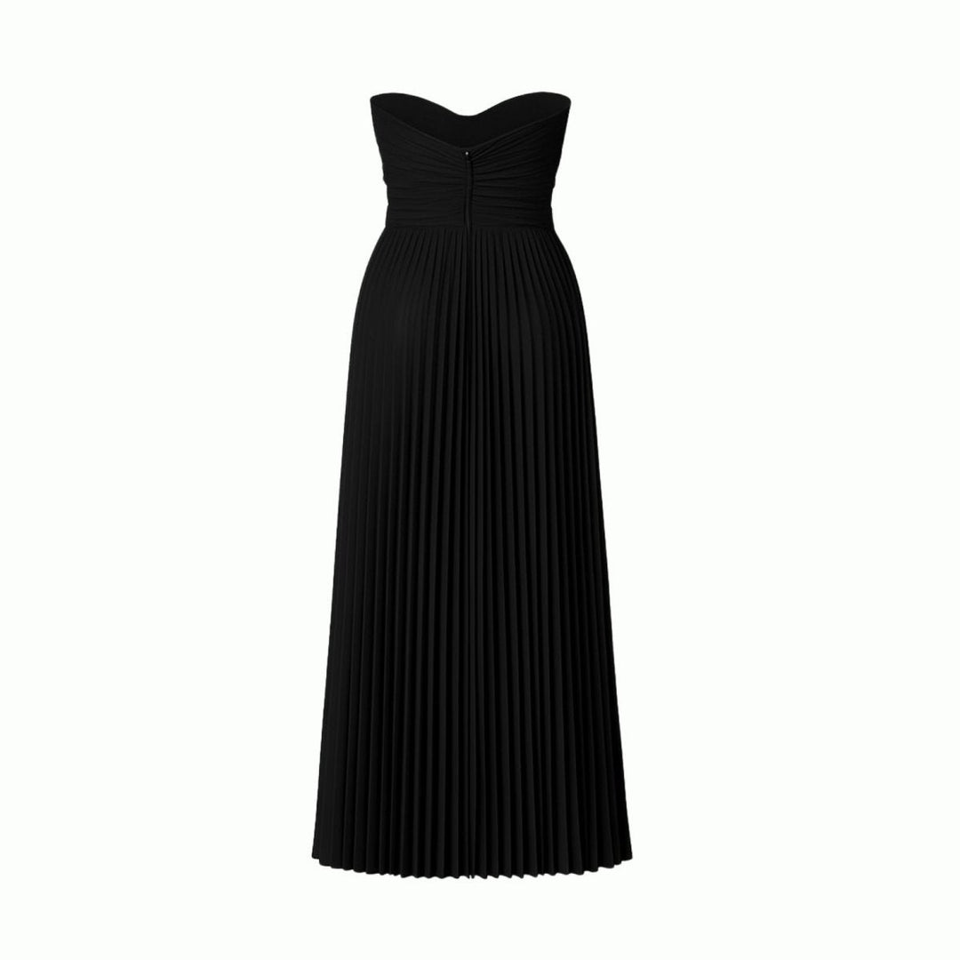 Women's Evening Strapless Maxi Dress with Pleated Skirt