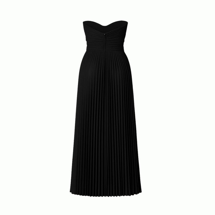 Women's Evening Strapless Maxi Dress with Pleated Skirt