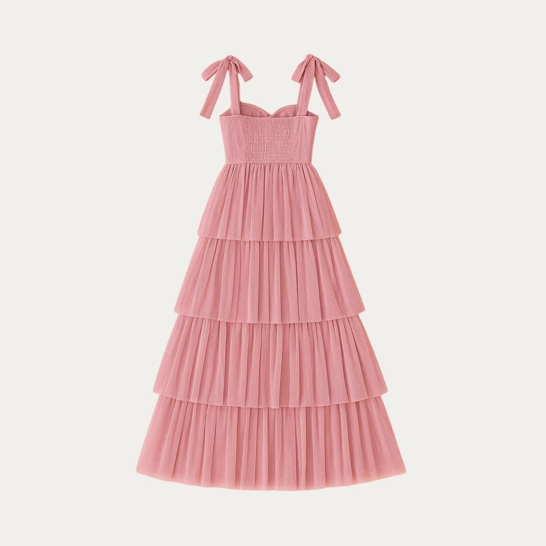 Women's Wedding Guest Tiered Maxi Dress with V Neck