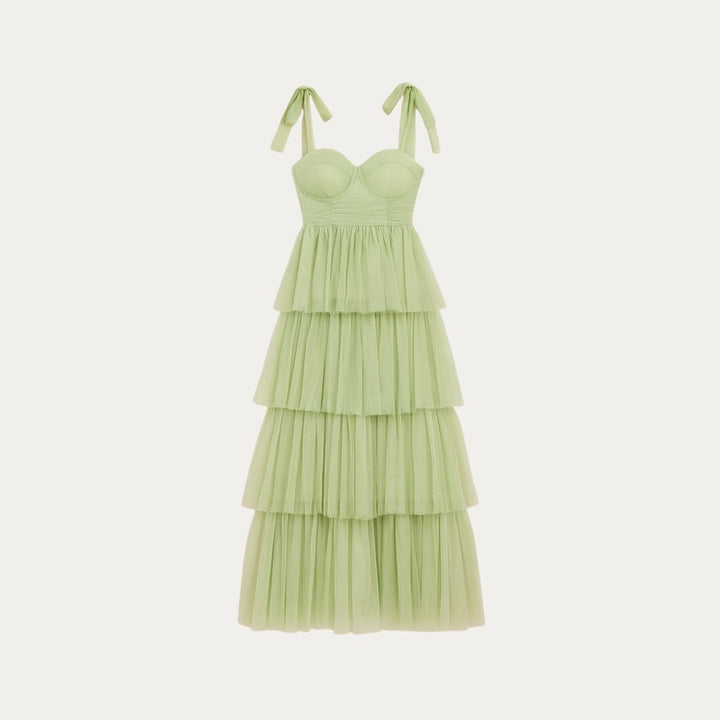 Women's Wedding Guest Tiered Maxi Dress with V Neck