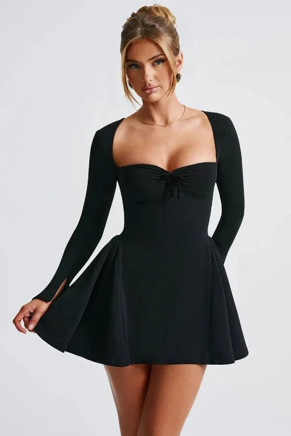 Women's Party Sweetheart Mini Dress with Long Sleeves