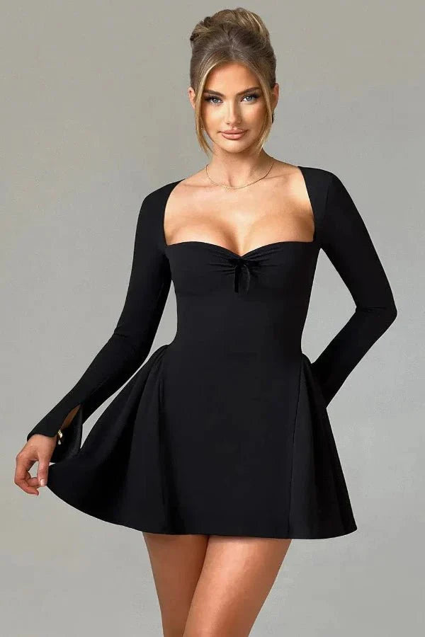 Women's Party Sweetheart Mini Dress with Long Sleeves