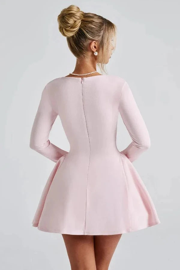Women's Party Sweetheart Mini Dress with Long Sleeves