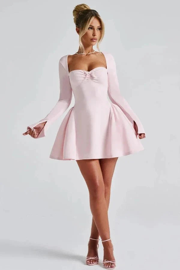 Women's Party Sweetheart Mini Dress with Long Sleeves