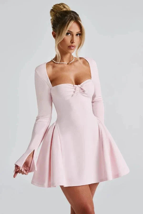Women's Party Sweetheart Mini Dress with Long Sleeves