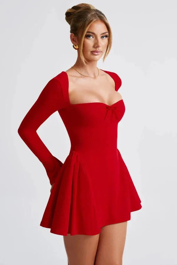 Women's Party Sweetheart Mini Dress with Long Sleeves