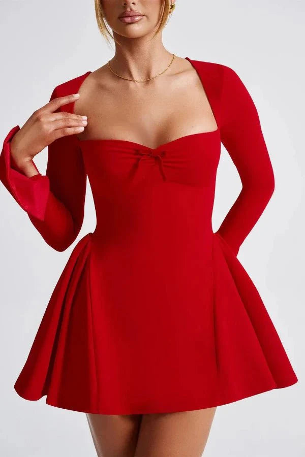 Women's Party Sweetheart Mini Dress with Long Sleeves