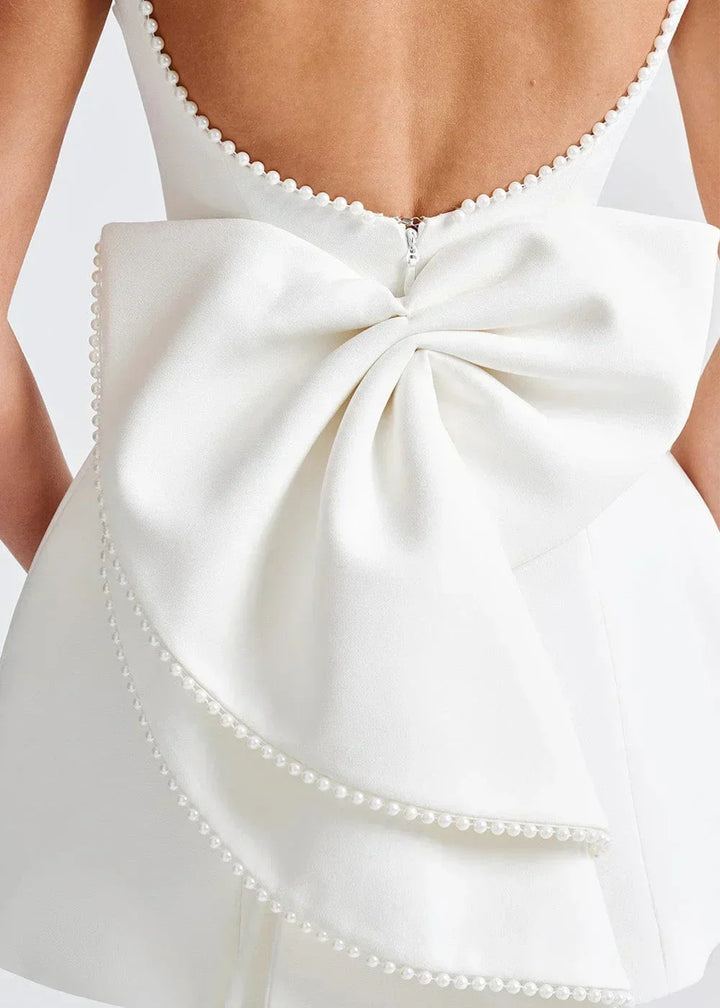 Women's Party Mini Dress with Open Back and Bow Detail