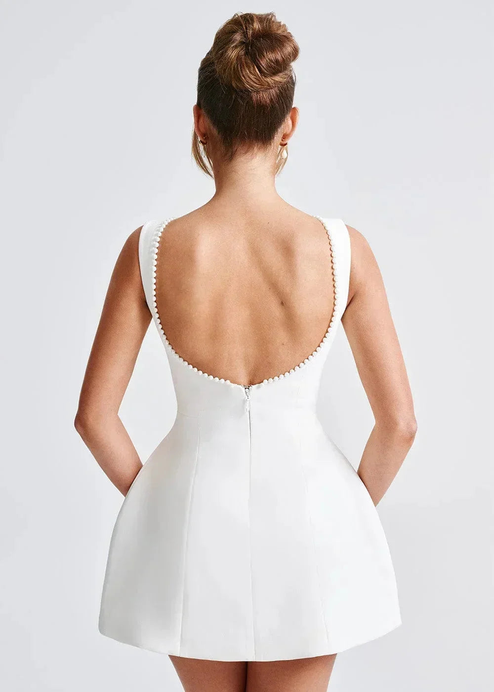 Women's Party Mini Dress with Open Back and Bow Detail