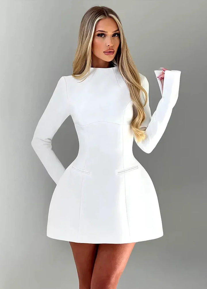 Women's Party Mini Dress with High Neck and Open Back