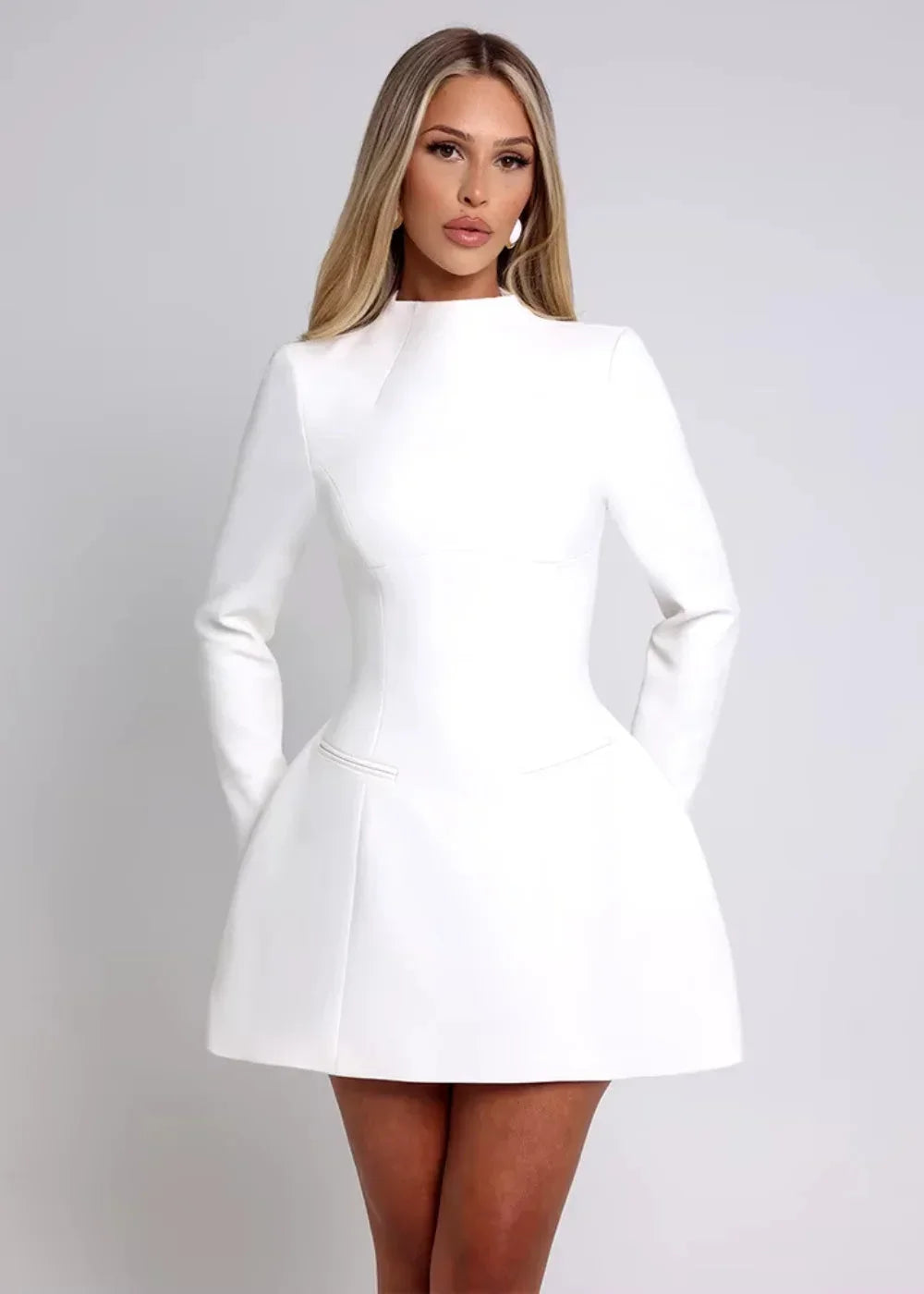 Women's Party Mini Dress with High Neck and Open Back