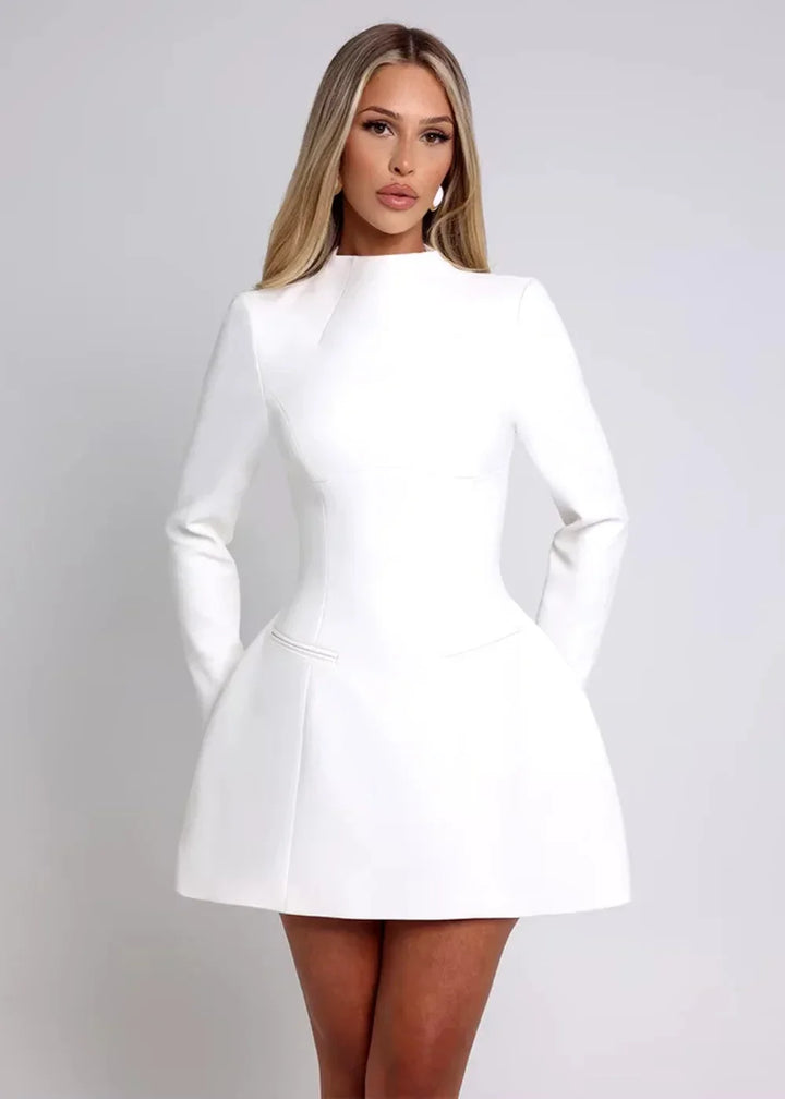 Women's Party Mini Dress with High Neck and Open Back