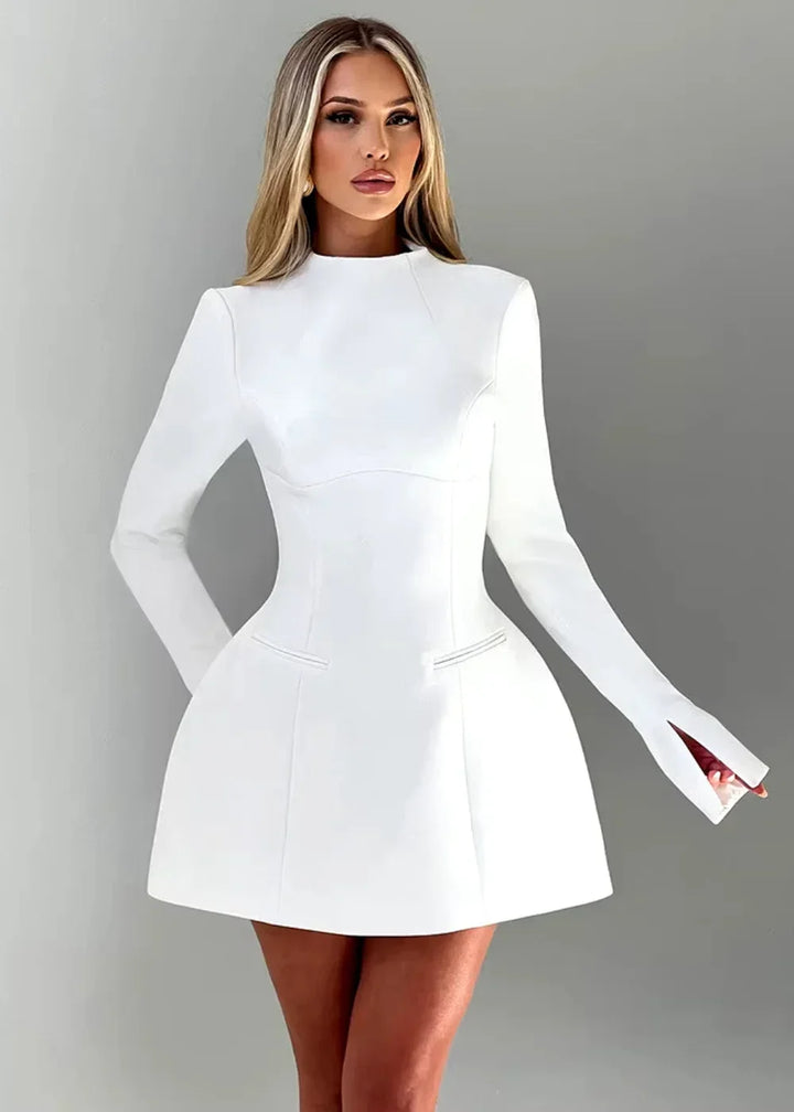 Women's Party Mini Dress with High Neck and Open Back