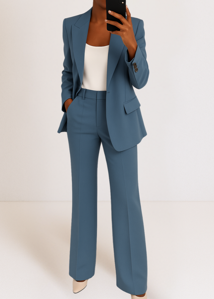 Women's Tailored Co-Ord Set with Blazer and Wide Leg Trousers
