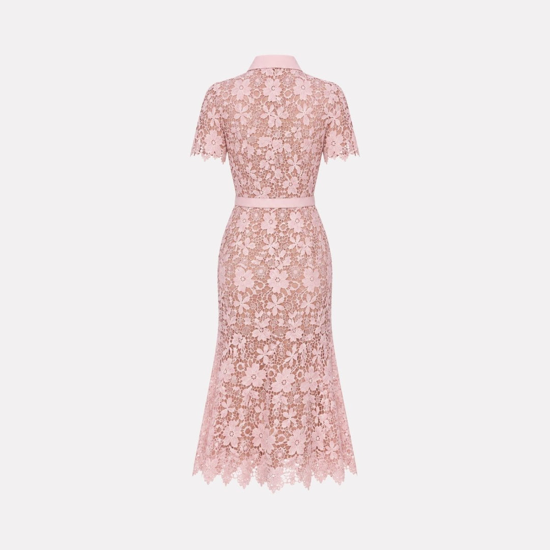 Women's Wedding Guest Floral Midi Dress with Tie Waist