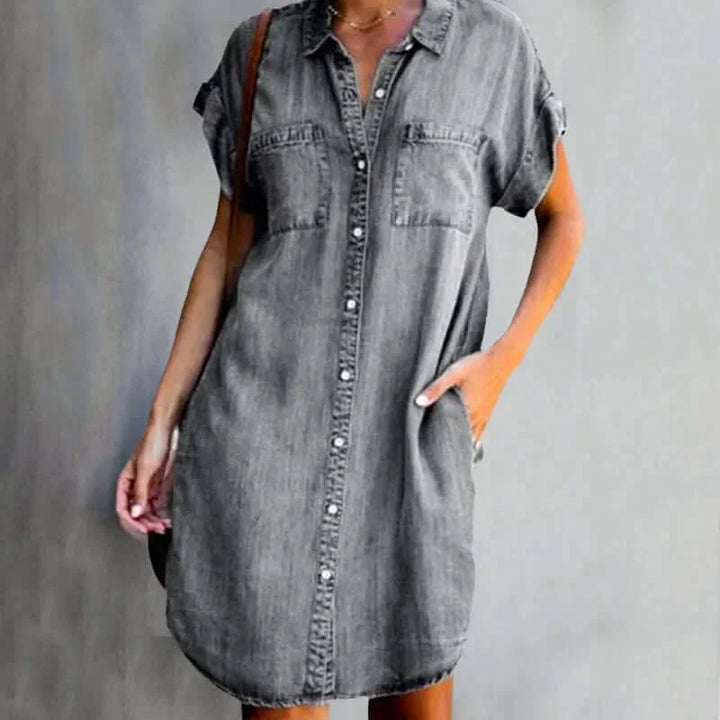 Women's Shirt Dress with Button Front and Pockets