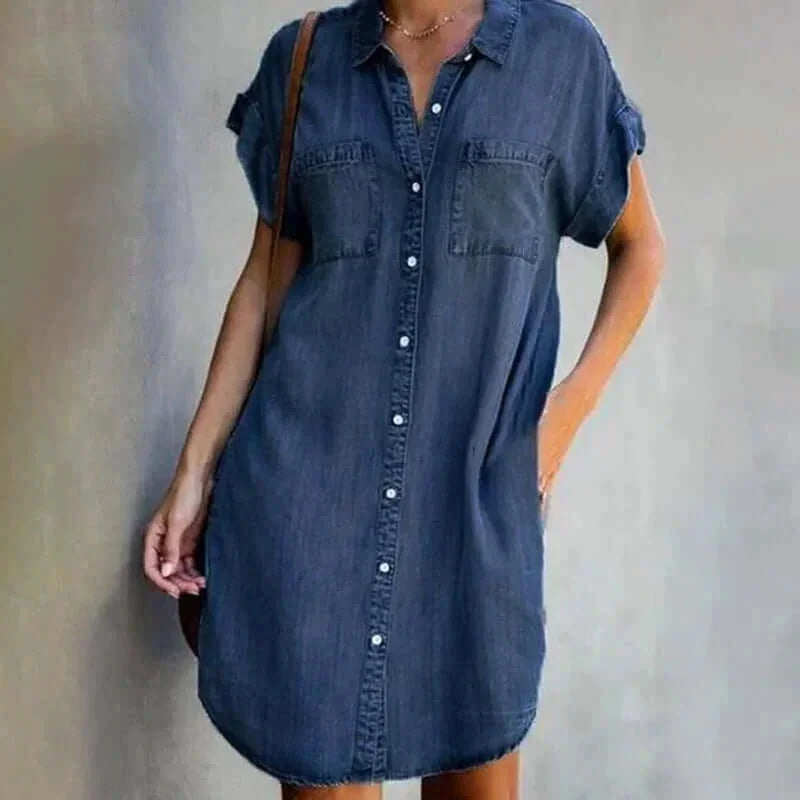 Women's Shirt Dress with Button Front and Pockets