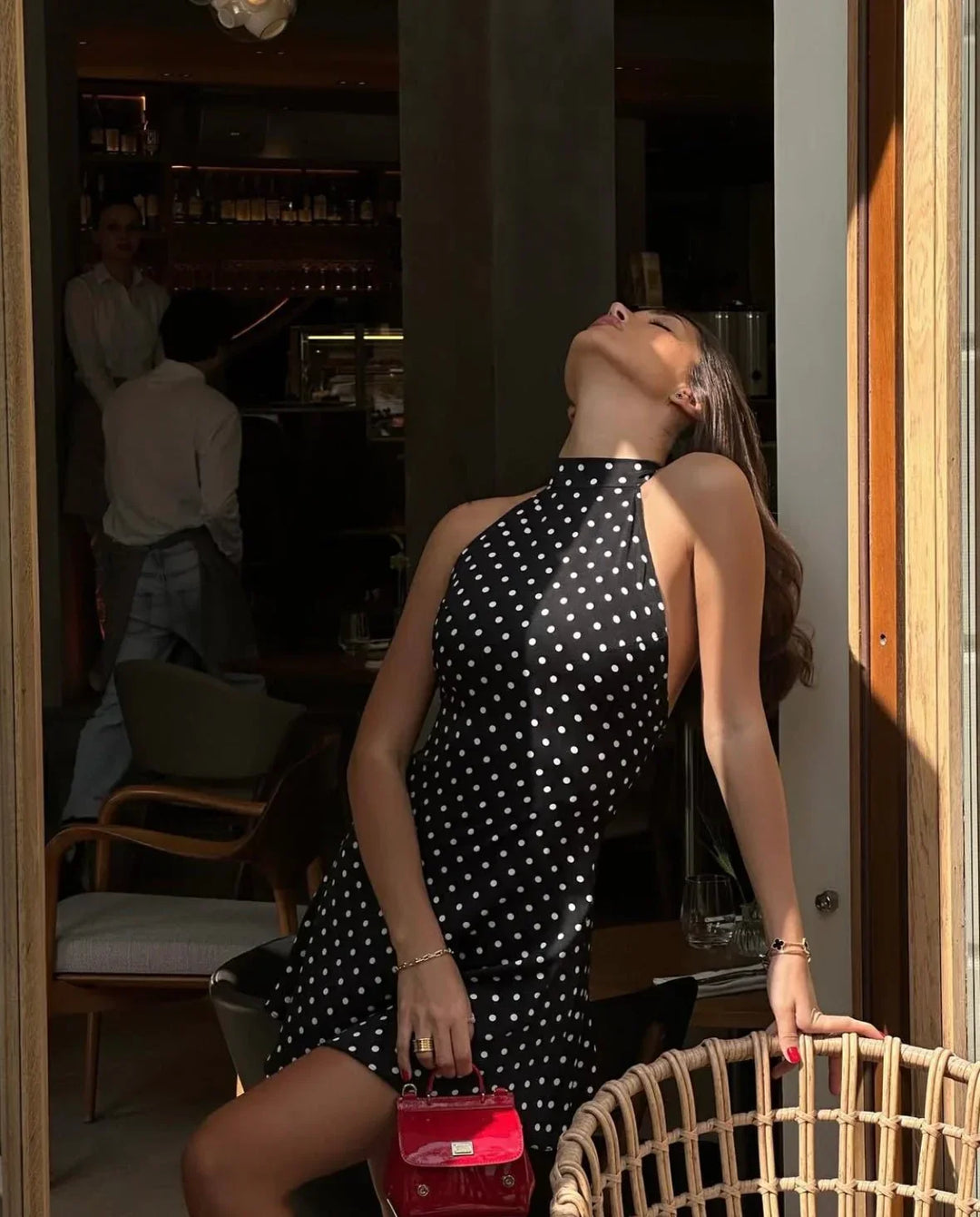 Women's Summer Polka Dot Mini Dress with Sleeveless Design