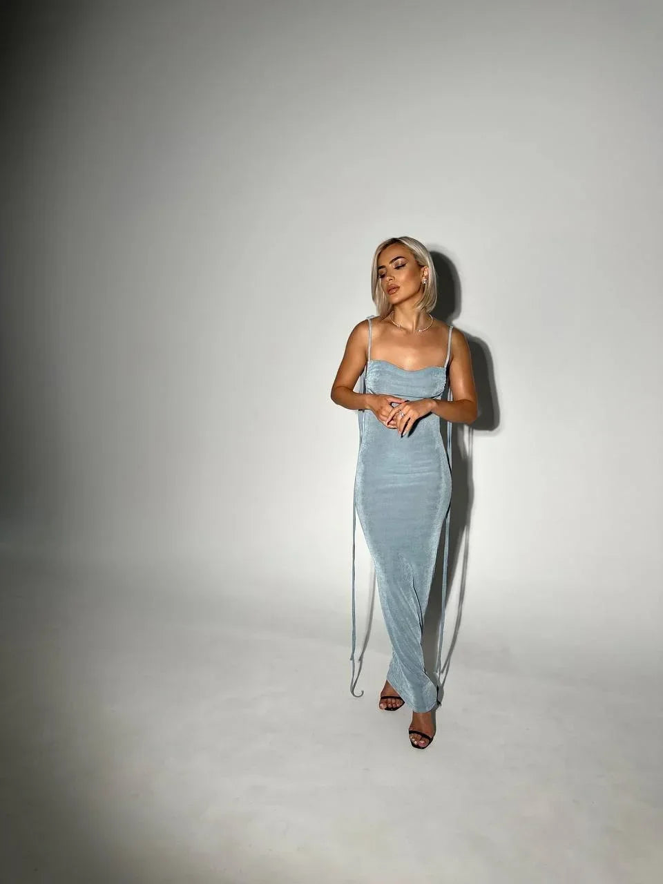 Women's Evening Maxi Dress with Open Back and Halter Neck