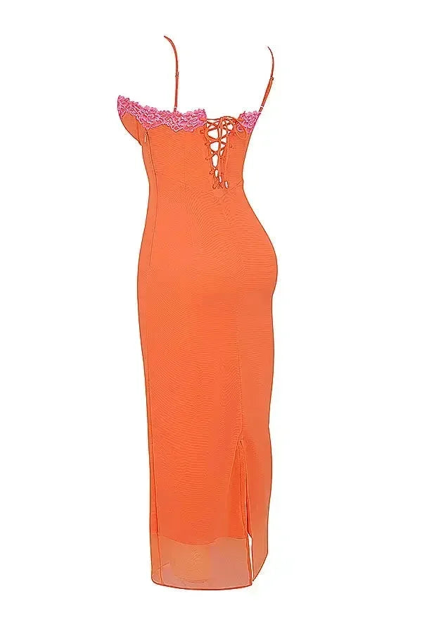 Women's Evening Midi Dress with Strapless Neckline and Floral Print
