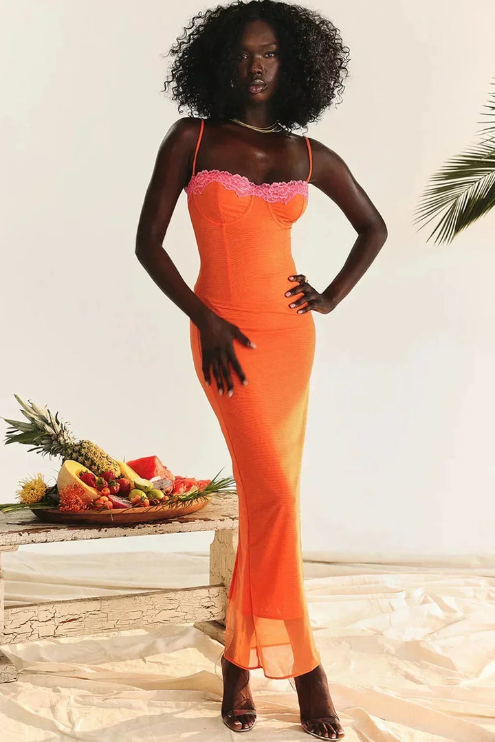 Women's Evening Midi Dress with Strapless Neckline and Floral Print