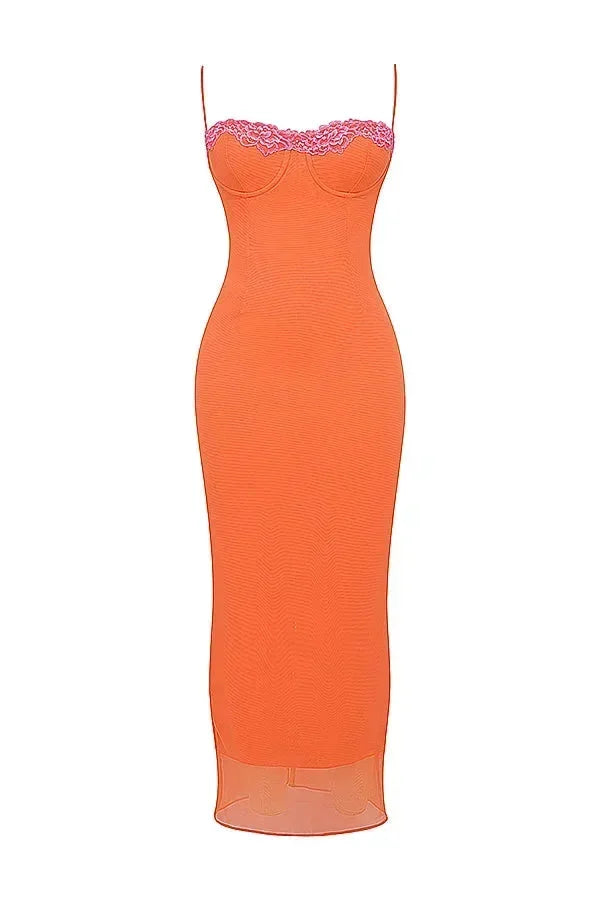 Women's Evening Midi Dress with Strapless Neckline and Floral Print