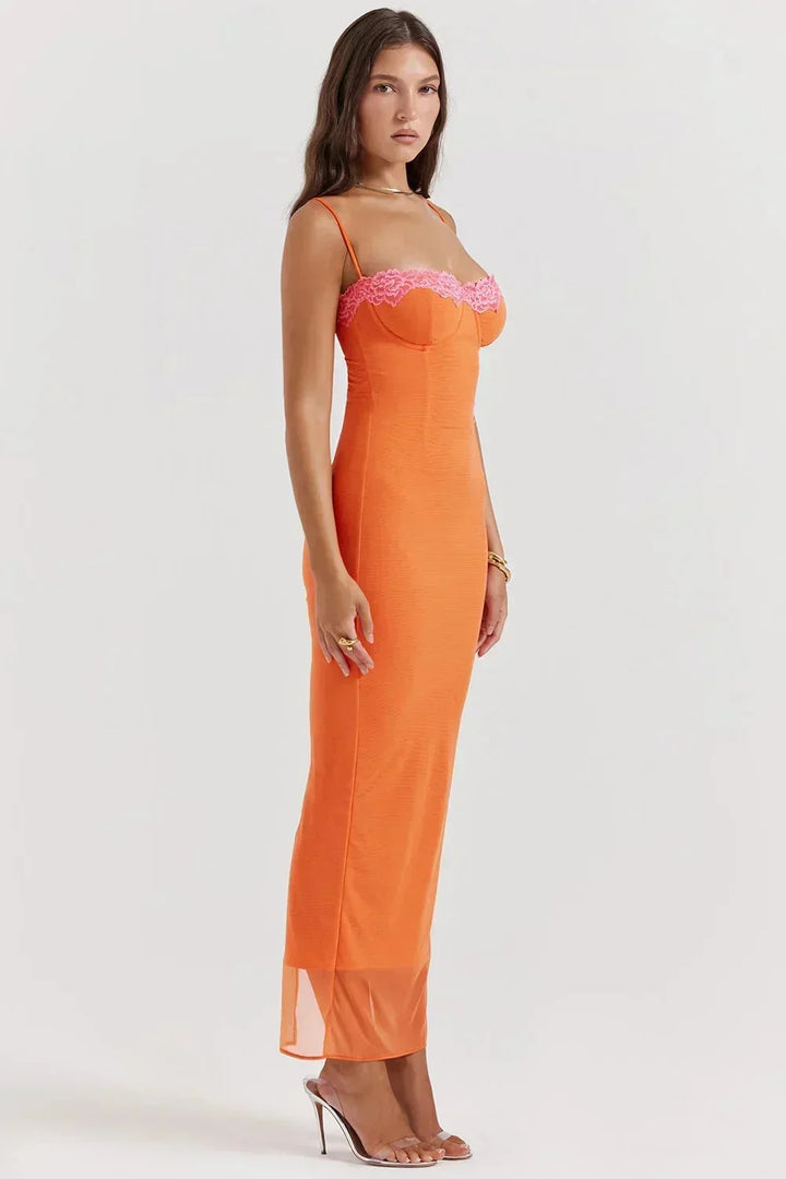 Women's Evening Midi Dress with Strapless Neckline and Floral Print