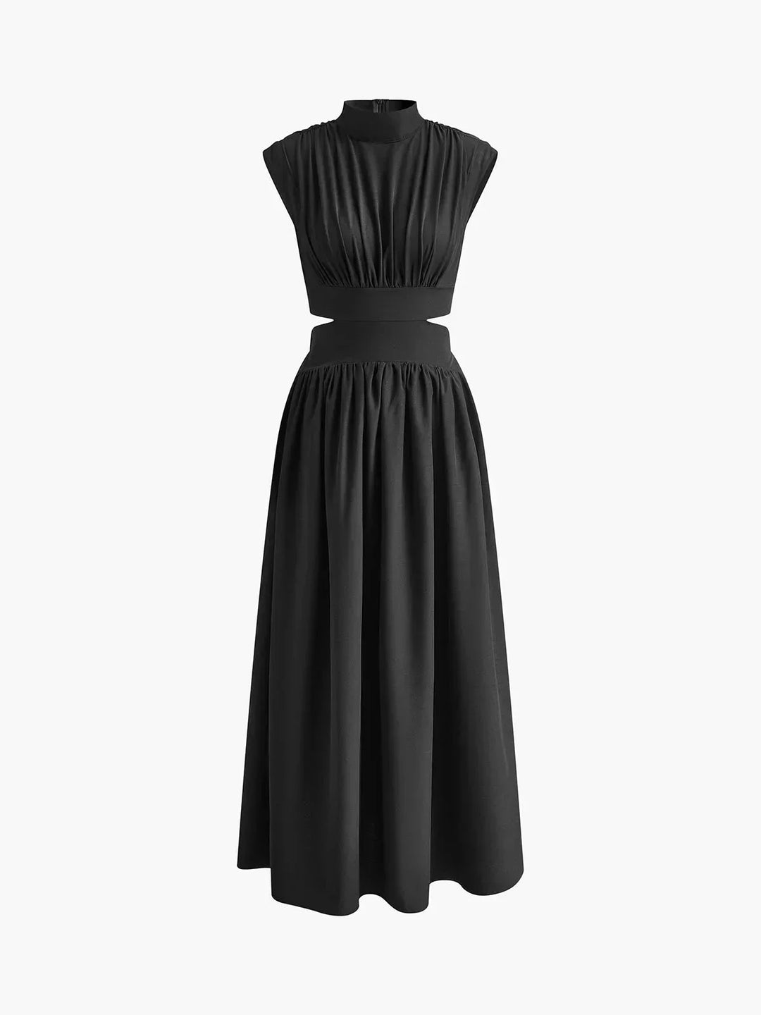 Women's Occasion Maxi Dress with High Neck and Pleated Skirt