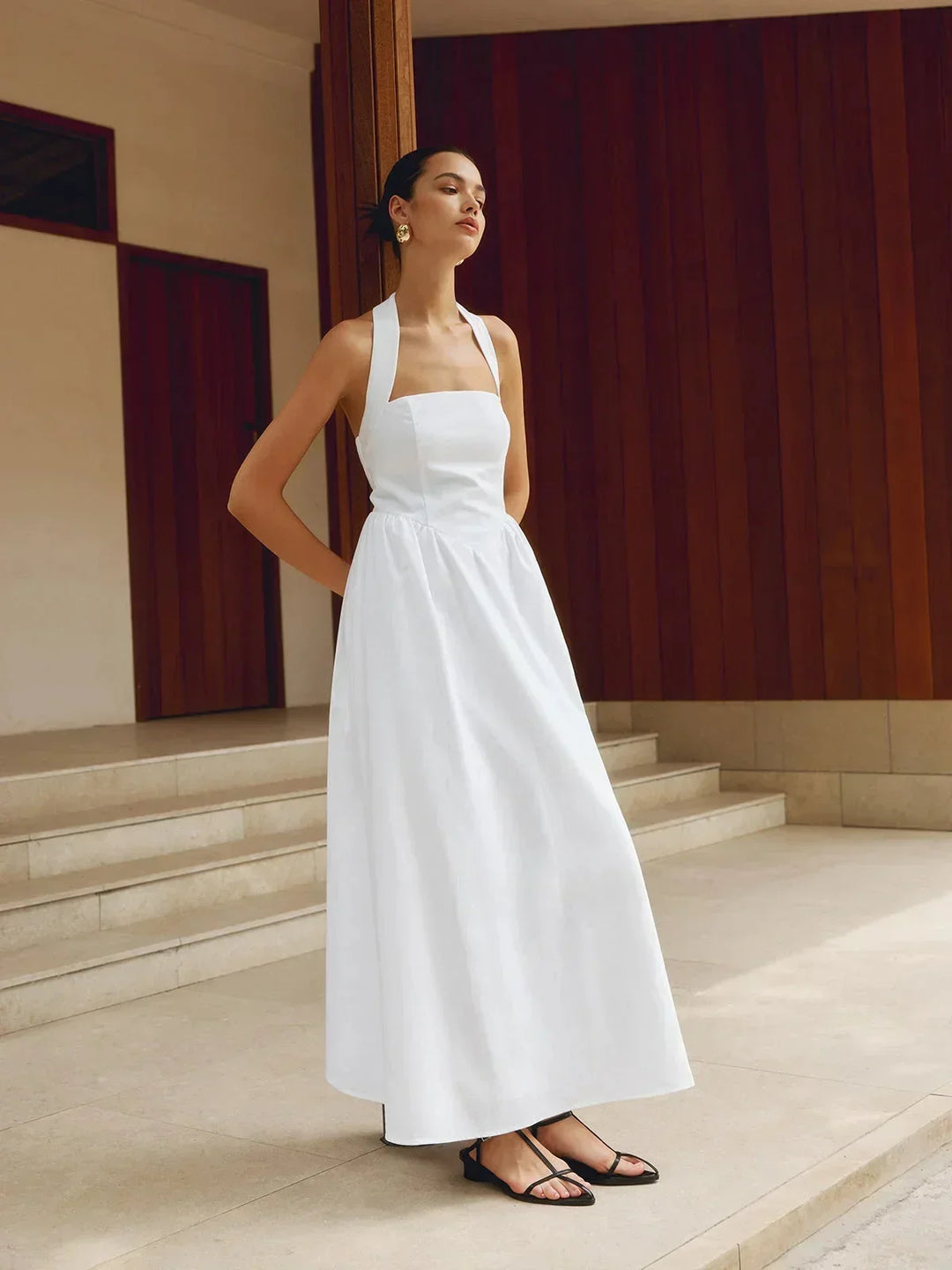 Women's Occasion Maxi Dress with Halter Neck and Open Back