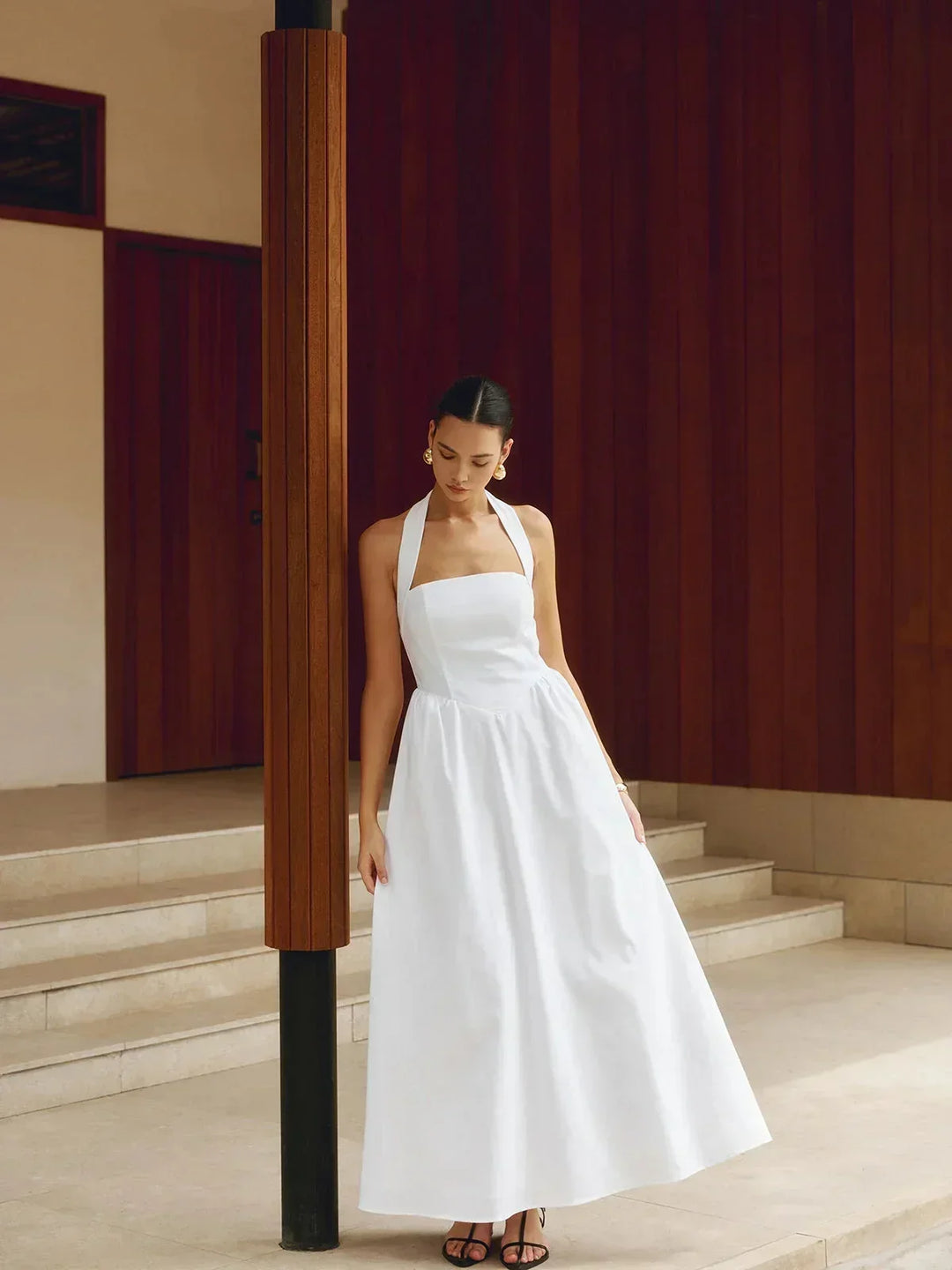 Women's Occasion Maxi Dress with Halter Neck and Open Back