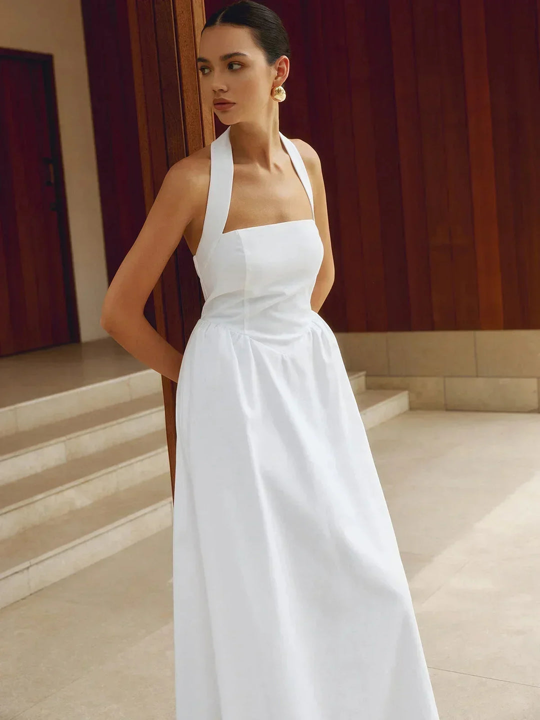 Women's Occasion Maxi Dress with Halter Neck and Open Back