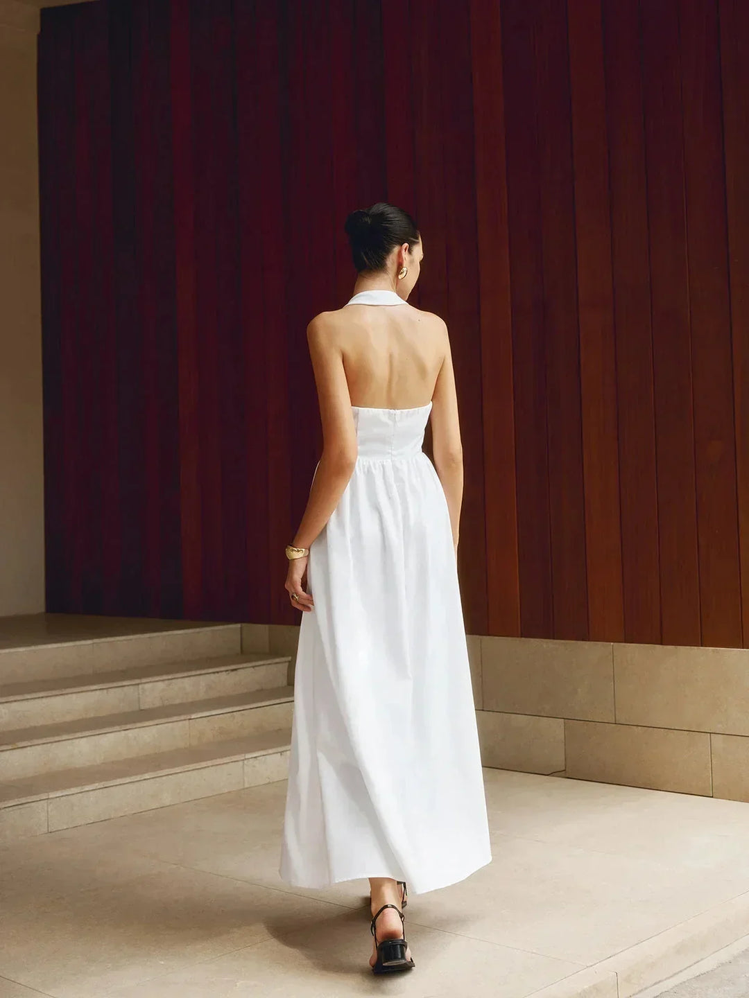 Women's Occasion Maxi Dress with Halter Neck and Open Back