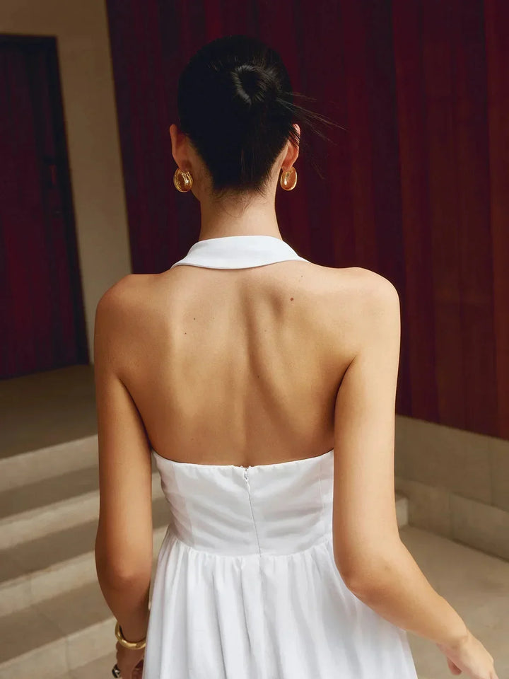 Women's Occasion Maxi Dress with Halter Neck and Open Back