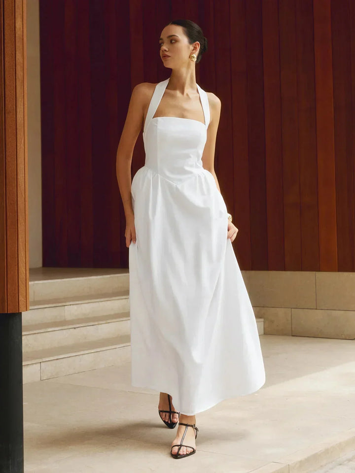 Women's Occasion Maxi Dress with Halter Neck and Open Back