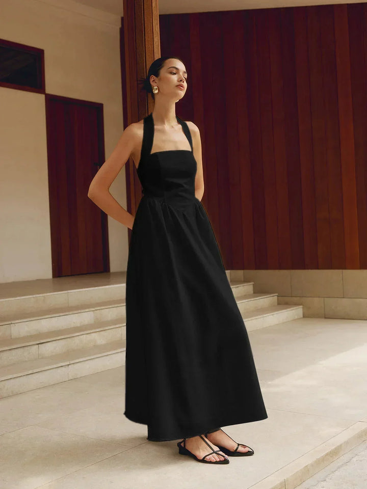 Women's Occasion Maxi Dress with Halter Neck and Open Back